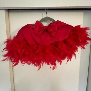 Red Satin Dancewear Ballerina Tutu with Feathers